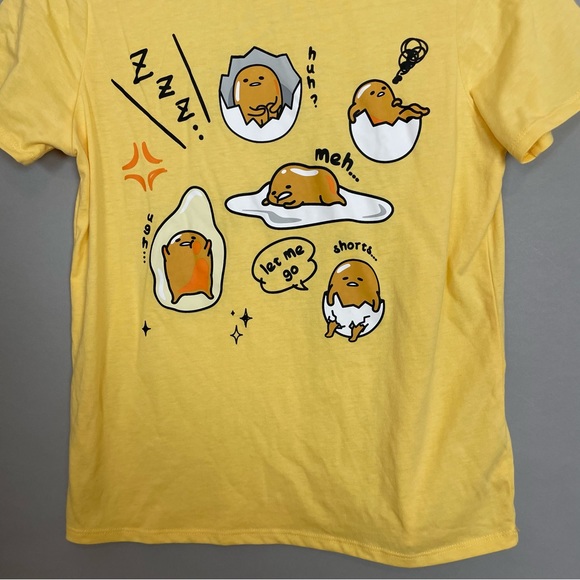 Gudetama by Sanrio T-Shirt Yellow Japanese Graphic Tee Crew Neck Women Medium - Picture 4 of 9